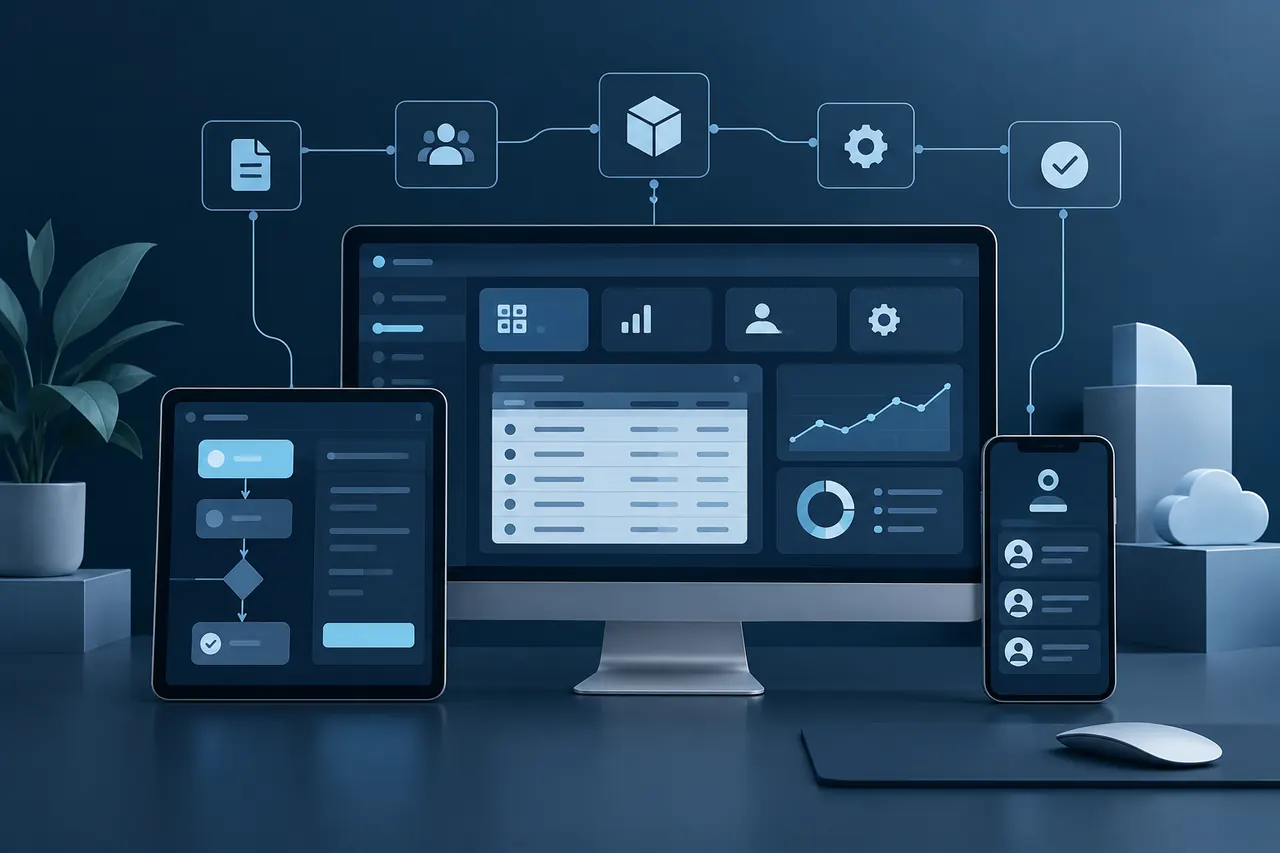 Webanwendungen für strukturierte digitale Geschäftsprozesse Responsive Webanwendung mit Dashboard, Benutzerrollen, Formularen und automatisiertem Prozessablauf